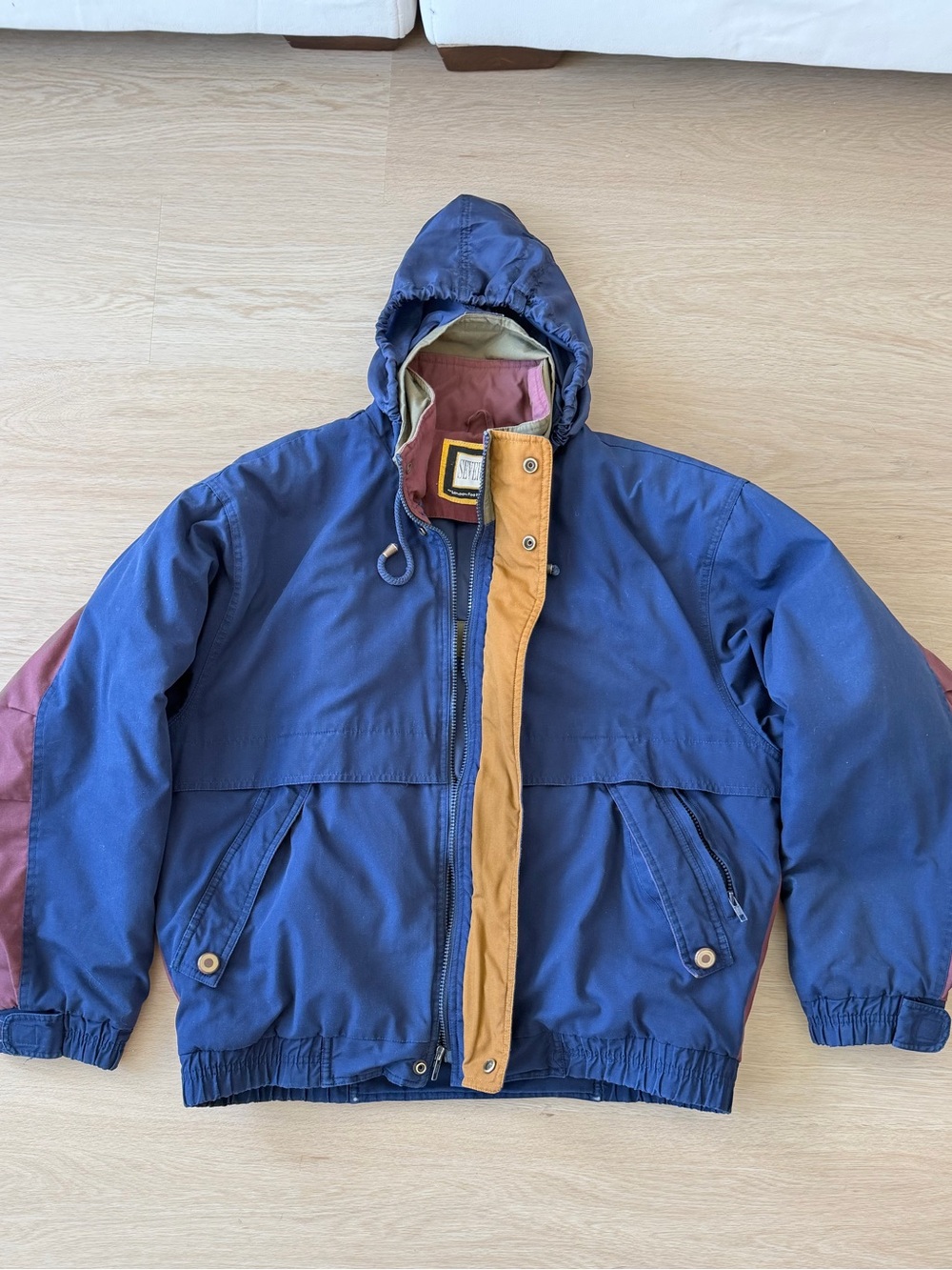 London Fog Navy Bomber Jacket with Colorblock